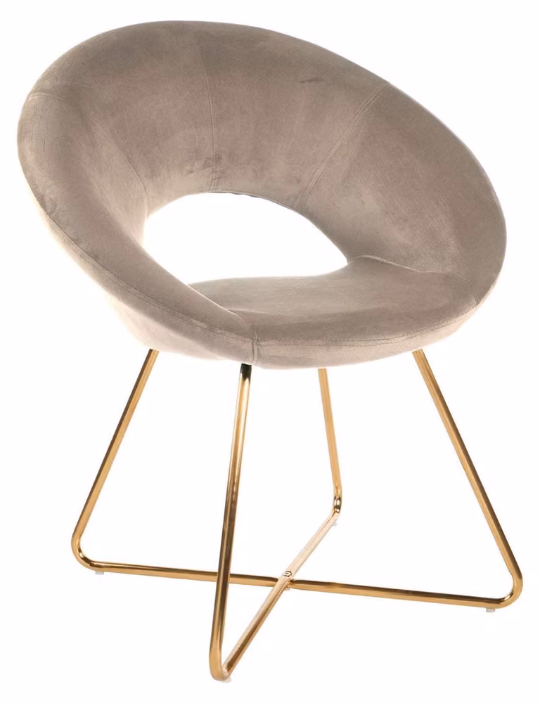 Poltrona in velluto, color beige, dimensioni 71x59x84 cm, portata massima fino a 200 kg