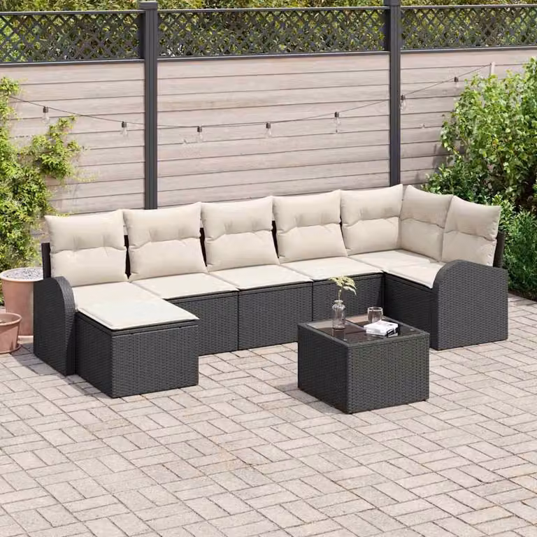 Maison Exclusive - Set Divano da Giardino 8 pcs Nero Poly Rattan