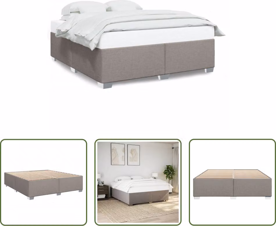 The Living Store Struttura letto senza materasso Taupe 200x200 cm in tessuto