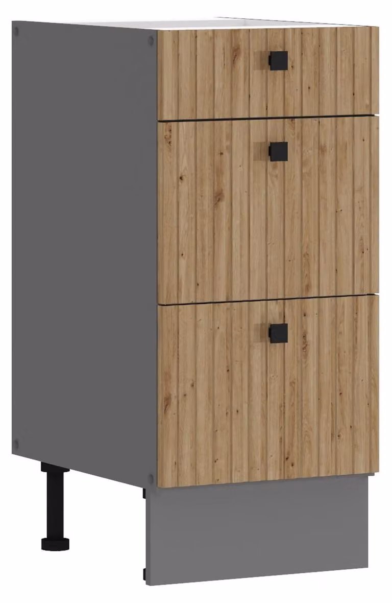 Cucina AVA Artisan, mobile base da 40 cm con effetto lamellare, linea cucina, cucina componibile