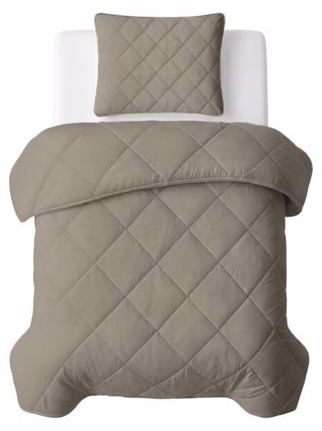 Sleeptime, coperta per letto "Lazy", colore unito tortora/grigio, 140 x 200 cm, con federa inclusa