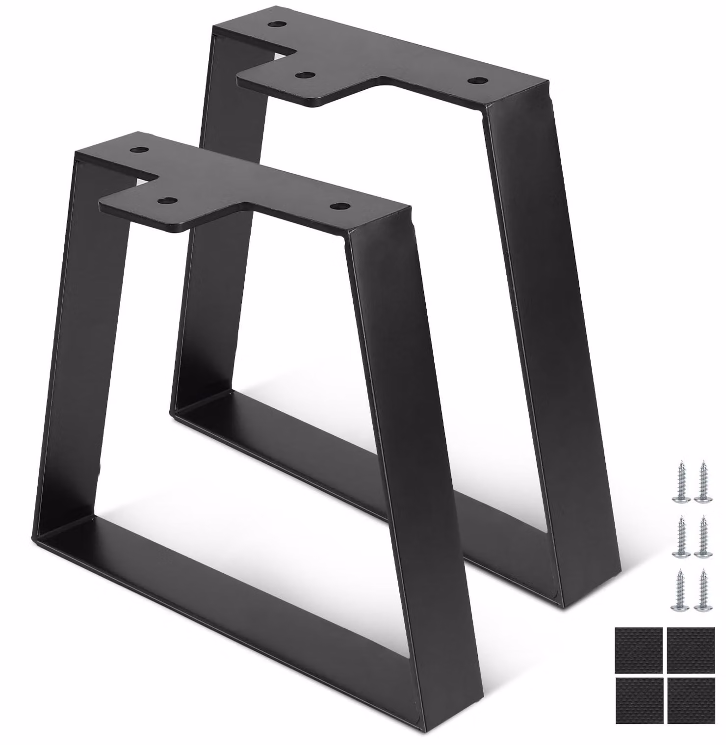 Omgoods - Gambe per tavolo da 20 cm, a forma di trapezio - Gambe in metallo nero per mobili - Strutture per mobili - Base per tavolo con viti - Costruzione robusta - Stile industriale