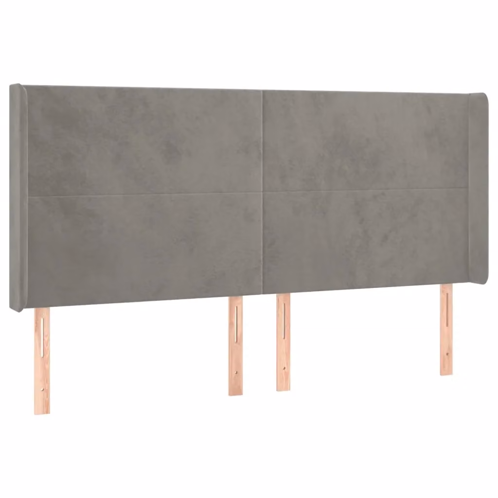 Testiera con Orecchie Design Mania in Velluto Grigio Chiaro L: 183 cm, P: 16 cm, H: 118/128 cm – 2