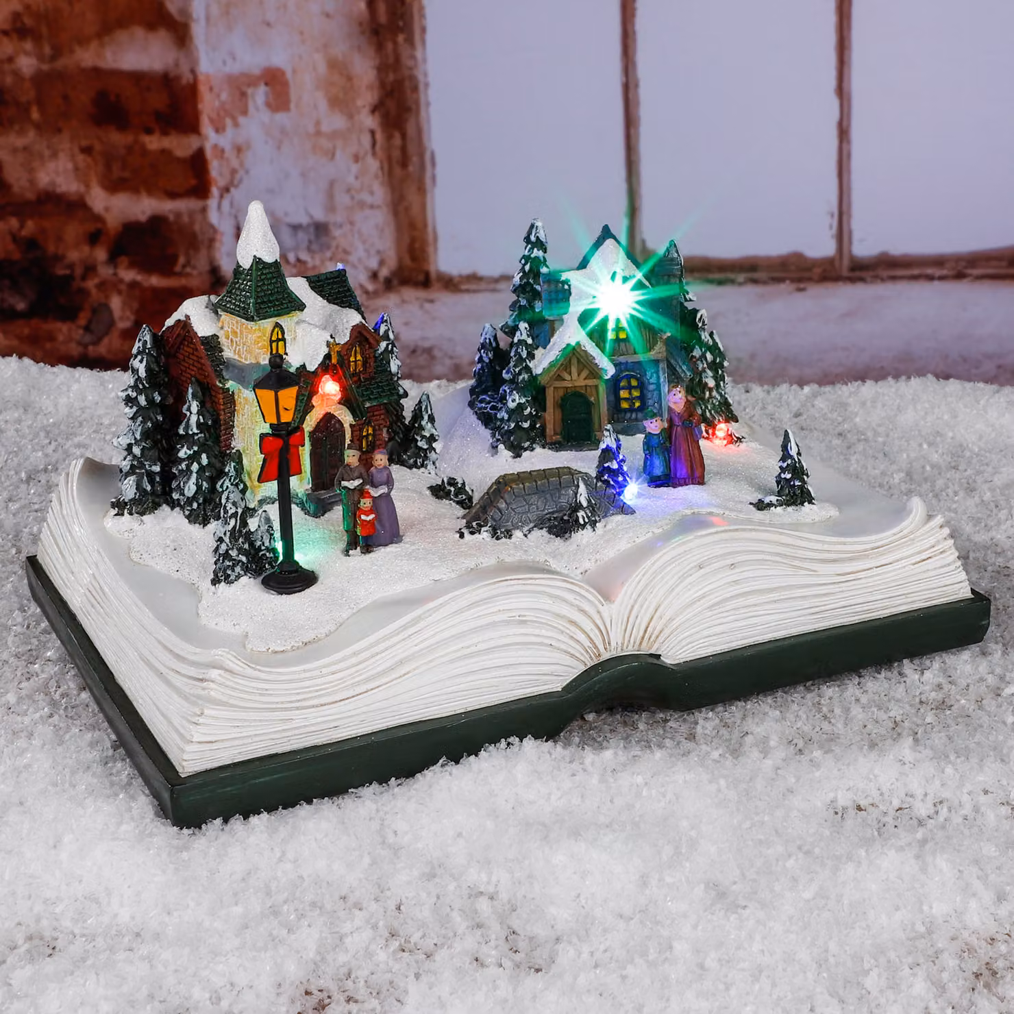Città di Natale illuminata in un libro - circa 21,5 x 15 x 12,5 cm