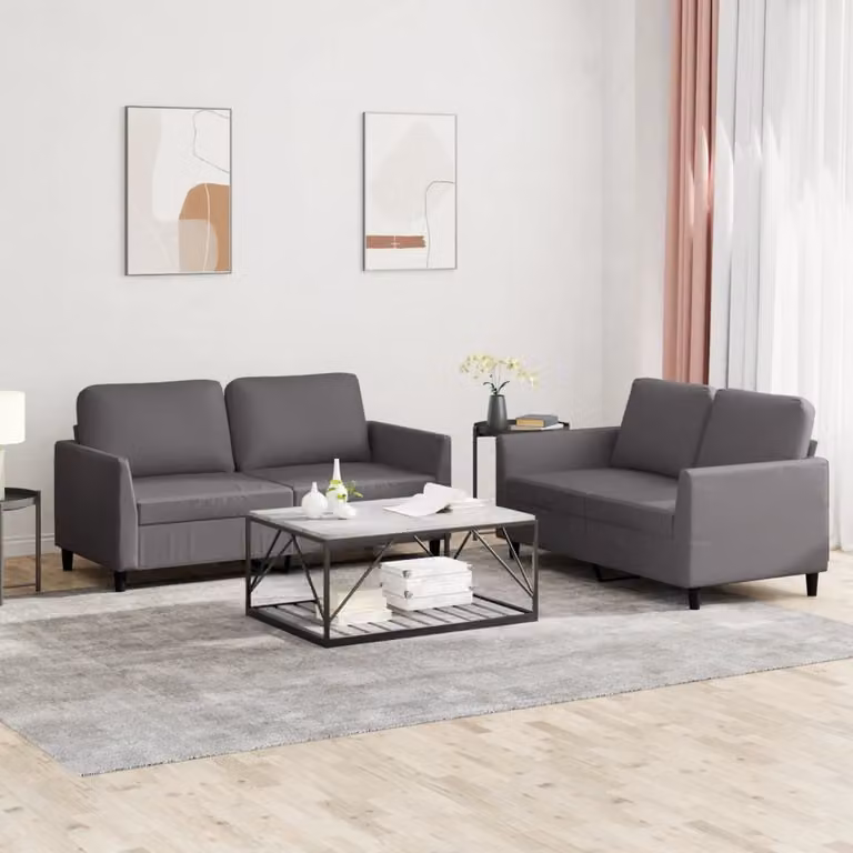 Maison Exclusive - Set divano 2 pezzi con cuscini, in ecopelle grigia