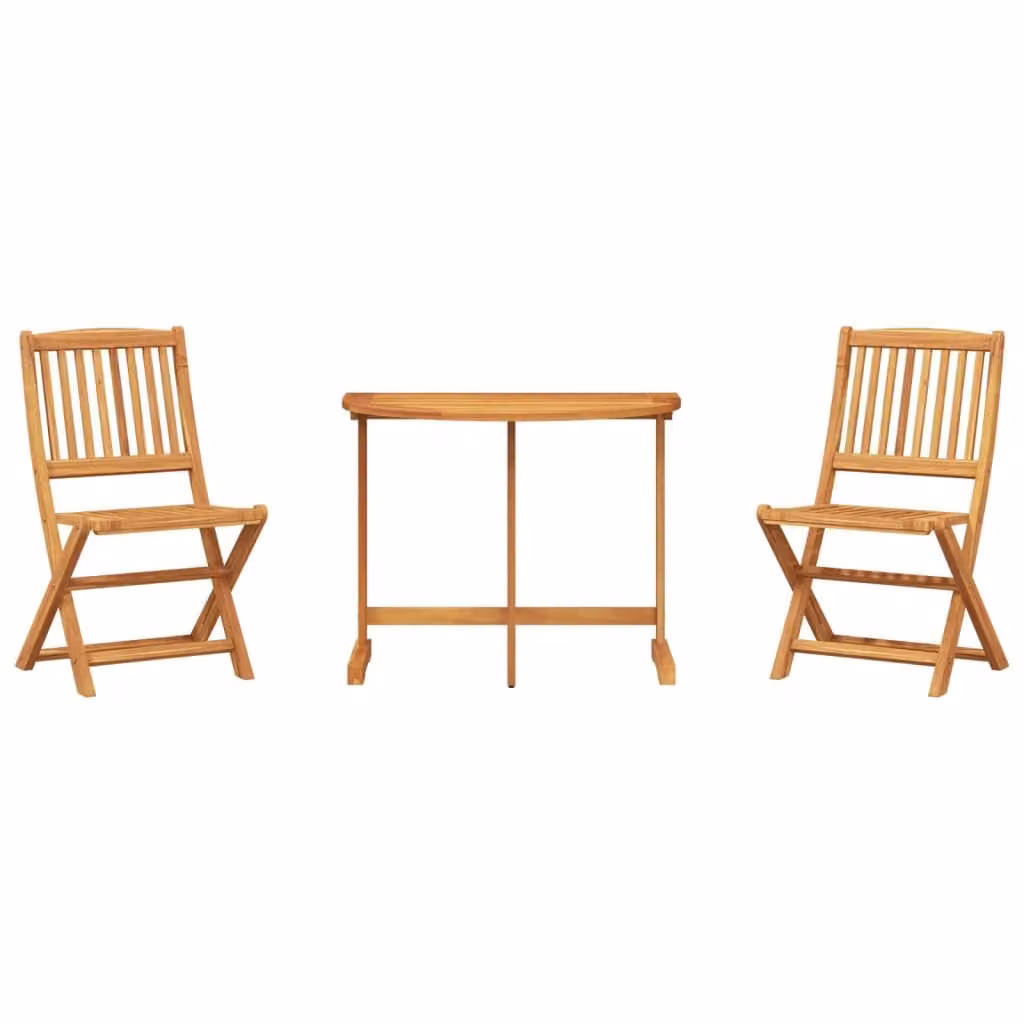 Set da Pranzo da Giardino Pieghevole 3 pz in Massello di Acacia