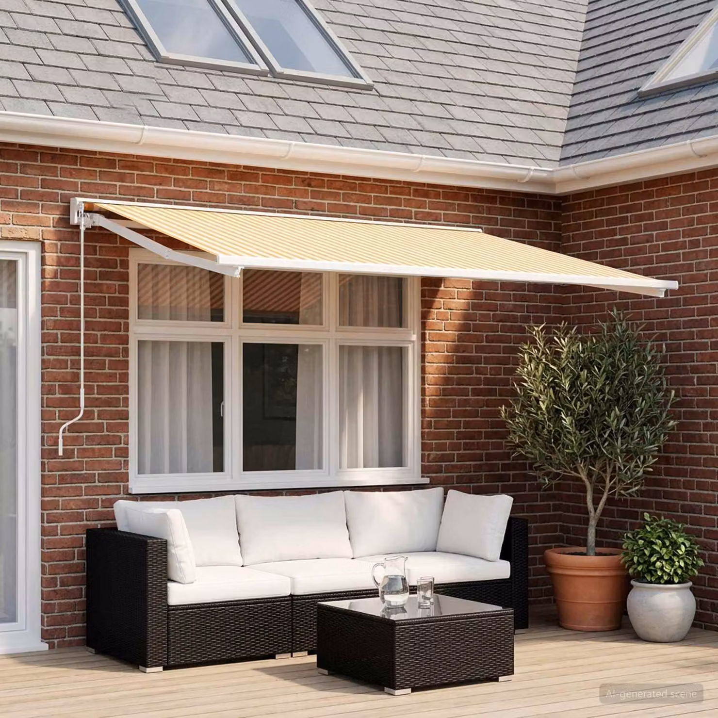 Telo di ricambio per tenda da sole vidaXL in poliestere, Giallo e Bianco, L 400 cm x P 300 cm