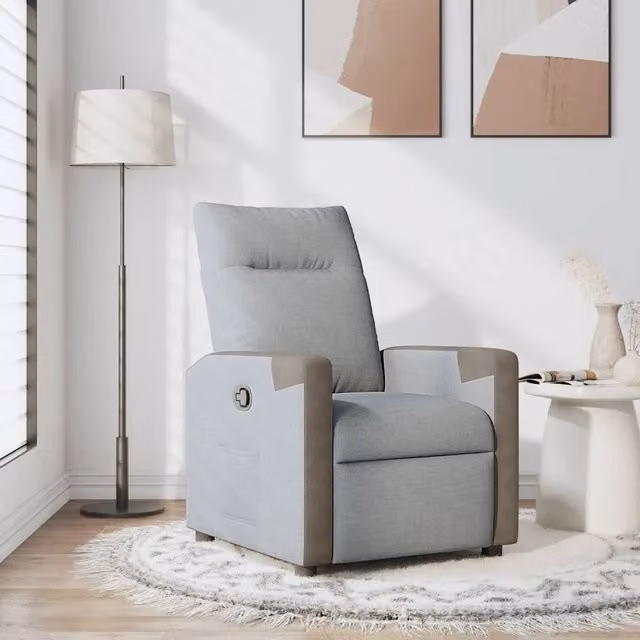 Divano Sedia-Poltrona Reclinabile in Tessuto Grigio Chiaro 946567