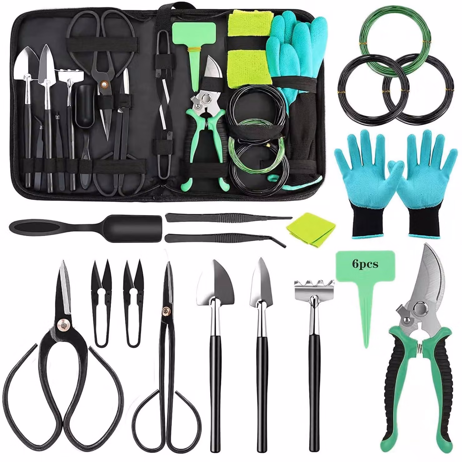 Omgoods - Set professionale di strumenti per bonsai (20 pezzi)