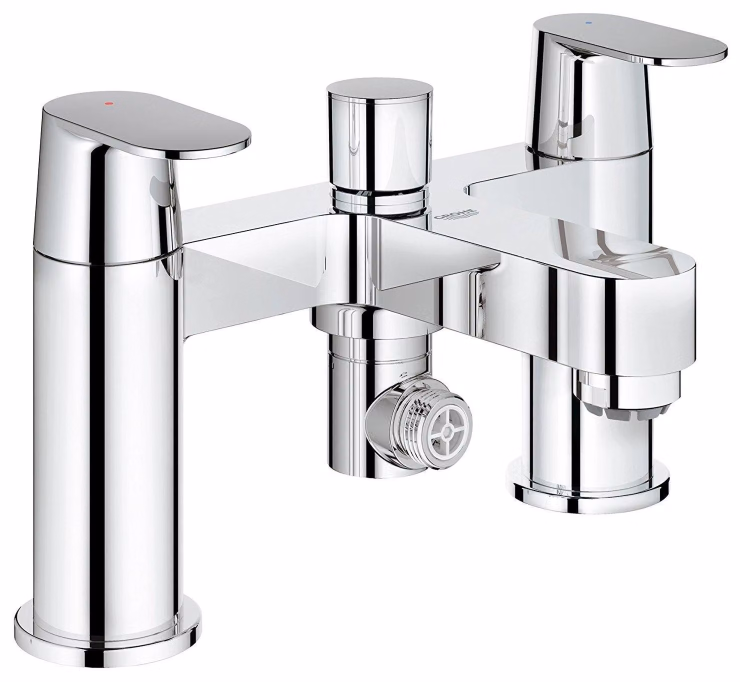 Miscelatore per lavabo a 2 fori, cromato, con diametro di 1,27 cm, completo di gruppo di scarico