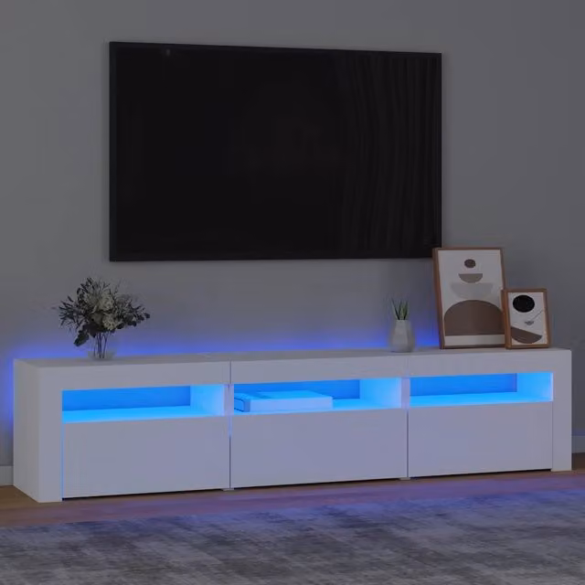 Mobile Porta TV con Luci LED-Mobile per TV-Credenza TV Bianco 180x35x40 cm