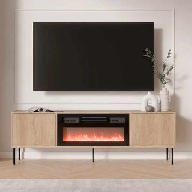 Mobile porta TV Silvi DMORA in legno marrone con un ripiano, L 180 cm x P 40 cm x H 60 cm – 1