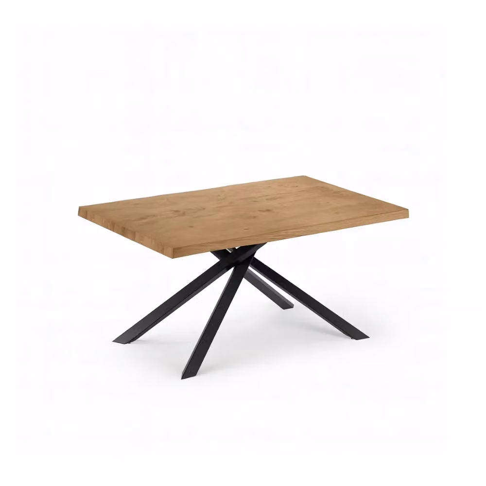 Tavolo da pranzo rettangolare allungabile Blake di Duzzle in legno impiallacciato rovere naturale e metallo, L: 160-240 cm x P: 90 cm x H: 76 cm – 2