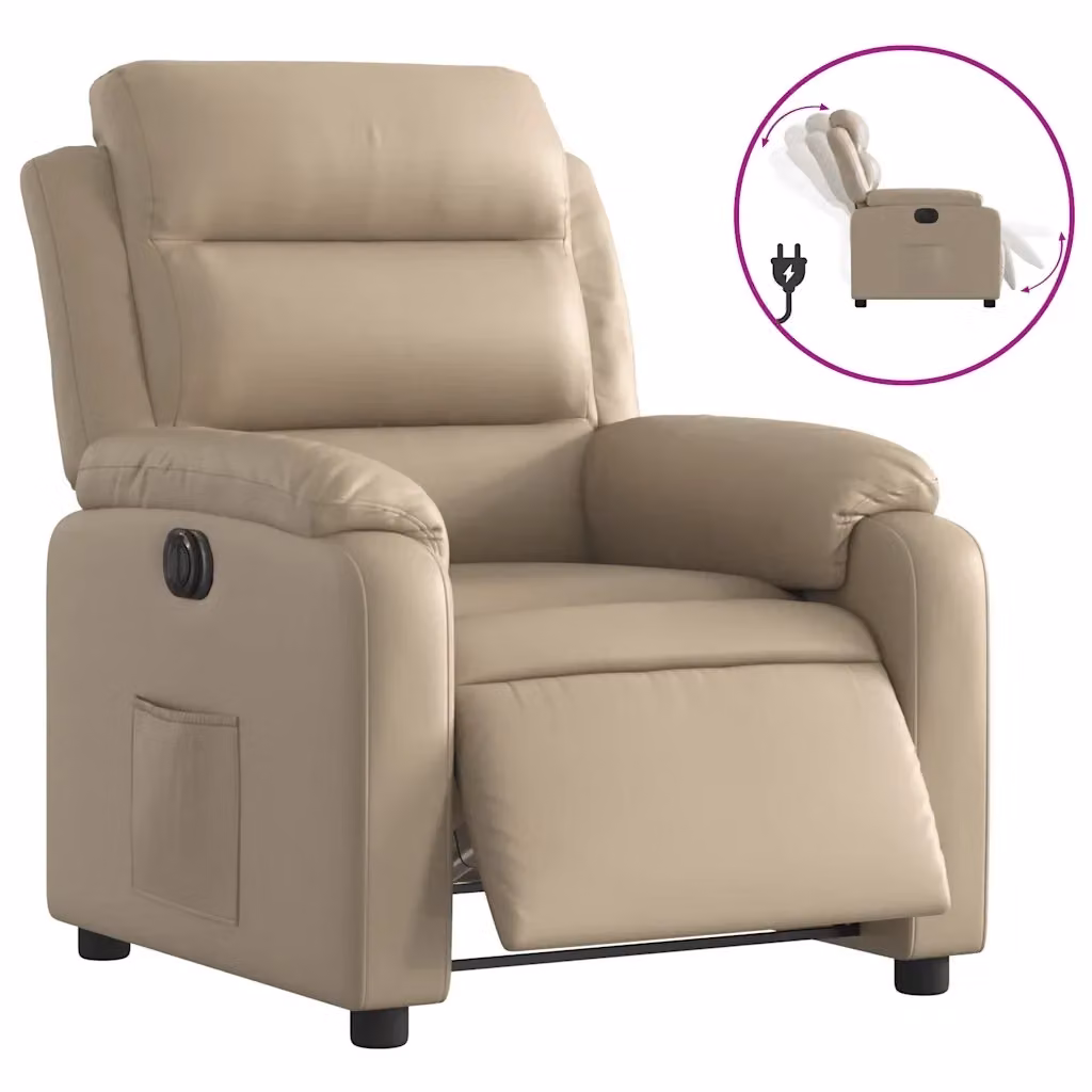 Poltrona Reclinabile Elettrica vidaXL in Similpelle Beige con Braccioli e Funzione Auto-Return – 2