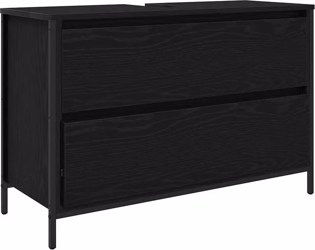 Mobile Lavabo Moderno DESIGN IN in Rovere Nero con Cassetti e Ripiani, L 90 cm x P 34,5 cm x H 60 cm