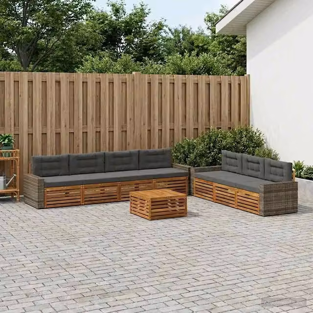 Set di divani da esterno vidaXL in legno di acacia e rattan, colore antracite – 1