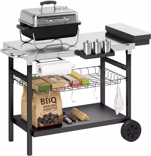 Carrello da giardino Minimal a 3 livelli in metallo nero con ruote L: 114 cm, P: 61 cm, H: 81 cm