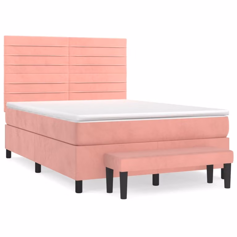 Giroletto a Molle con Materasso Rosa 140x190 cm in Velluto