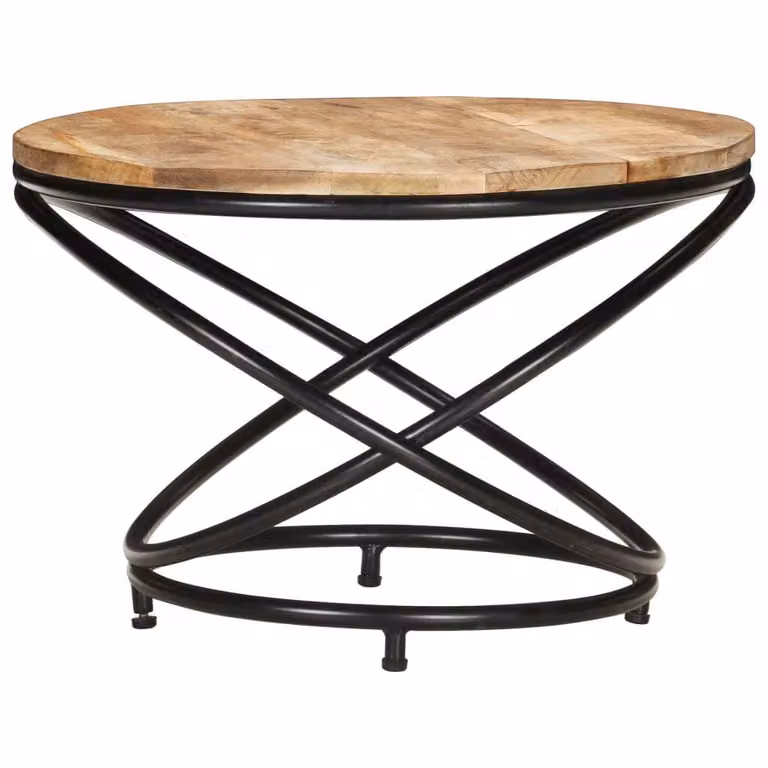 Tavolino Nero 60x60x40 cm in Legno Massello di Mango Grezzo
