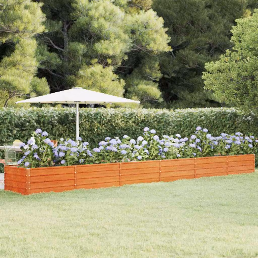 Letto rialzato da giardino vidaXL in acciaio Corten color marrone L: 600 cm, P: 80 cm, H: 45 cm