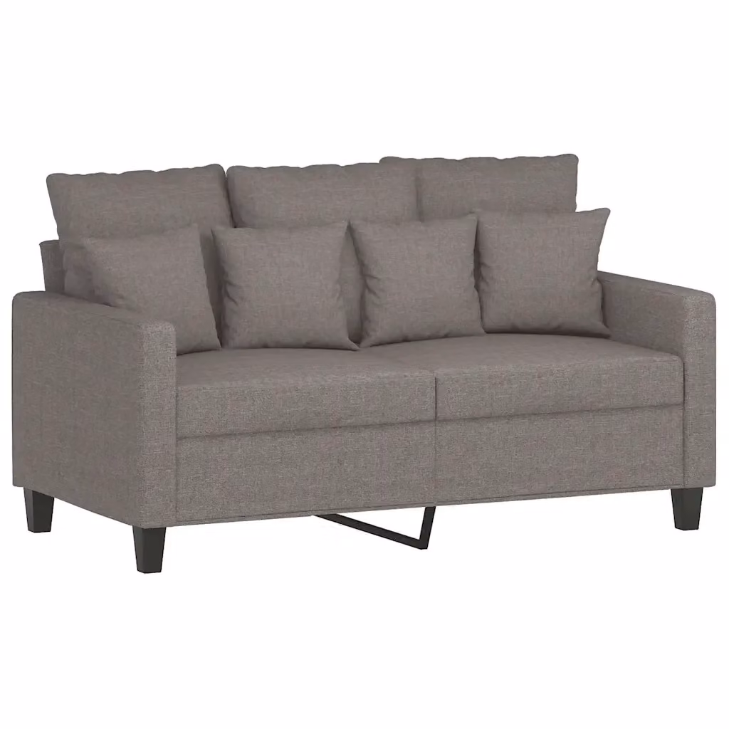Divano a 2 posti moderno vidaXL in tessuto beige e grigio con struttura in metallo e cuscini inclusi L: 138 cm, P: 77 cm, H: 80 cm – 2