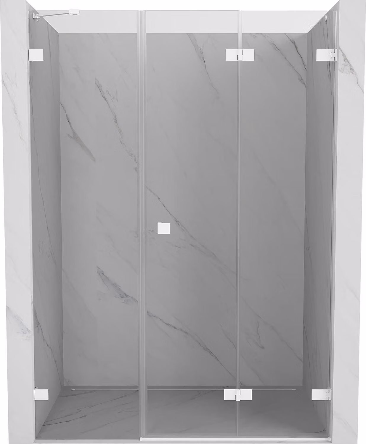 Mexen Lunar-F porta doccia pieghevole destra 125 cm, trasparente, bianco - 836S-125-050-20-00-P