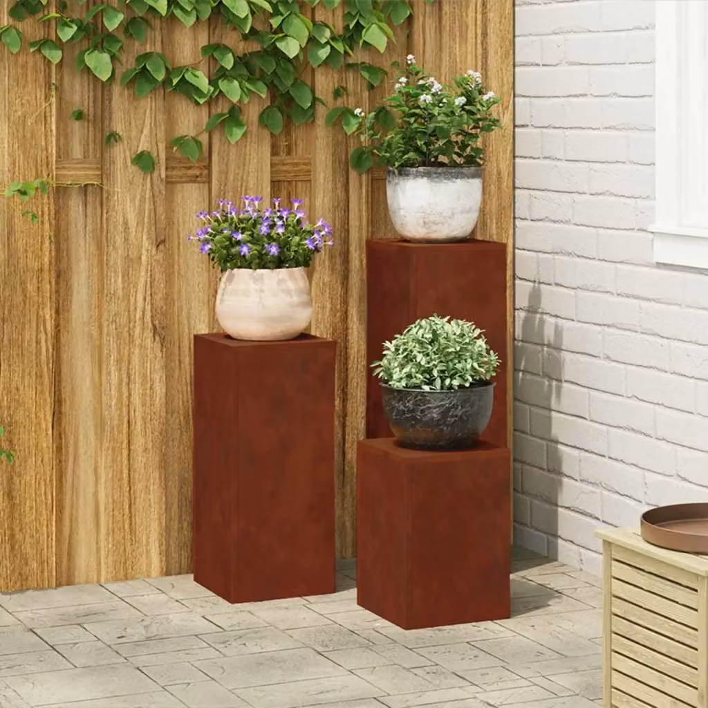 Set di 3 supporti per piante in acciaio color ruggine da 75 cm – 2