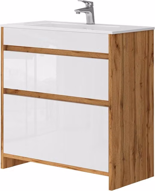 Mobiletto per lavabo Detmold Rovere dorato 2 pezzi Vicco