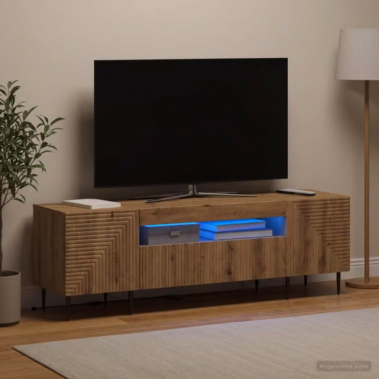 Mobile TV LED vidaXL HAARLEM in Rovere Artigianale, L: 153 cm, P: 35 cm, H: 43 cm