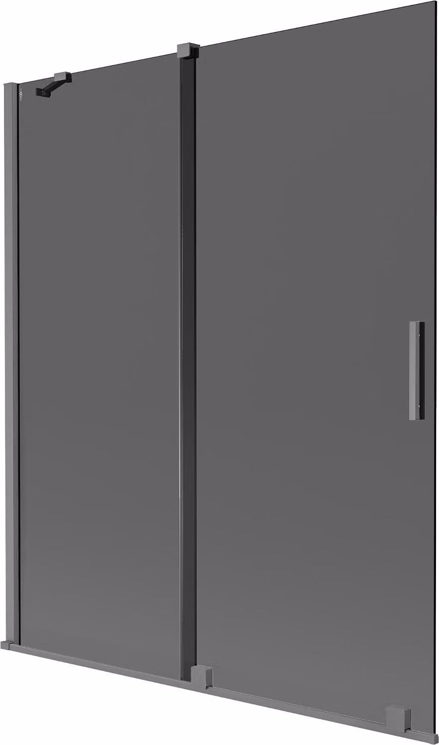 Mexen Velar paratia per vasca da bagno a 2 ante scorrevoli 140 x 150 cm, grafite, gun metal - 896-140-000-41-95