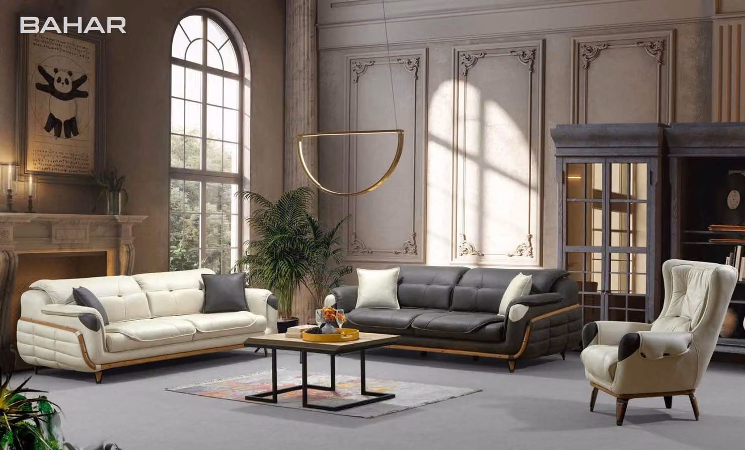 Sofagarnitur 3+3+1 Sitzer Gruppe Sofa Sessel Sofas Stoff Klassisches Set Luxus
