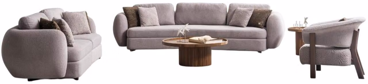 Elegante Graue Wohnzimmer Sofagarnitur Couchtisch Beistelltisch 5tlg