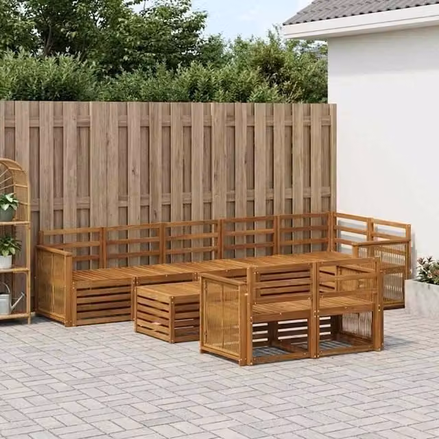 Set di divani da esterno 8 pz Naturale Legno di Acacia Massello 3384535