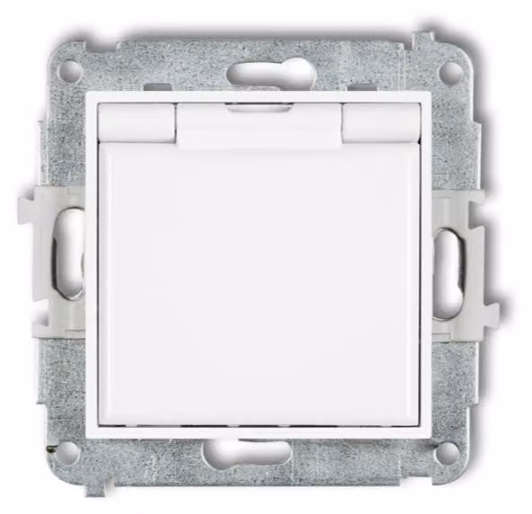 Prese multiple mini protette contro gli spruzzi d'acqua, con/senza grado di protezione IP44, complete di coperchi, con interruttore, colore bianco, modello MGPB-1zp