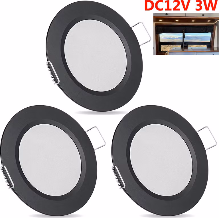 3x DC 12V LED faretto da incasso camper LED spot dimmerabile, spot da soffitto LED piatto, 3W 15LEDs spot da soffitto per RV barca caravan armadio, bianco caldo