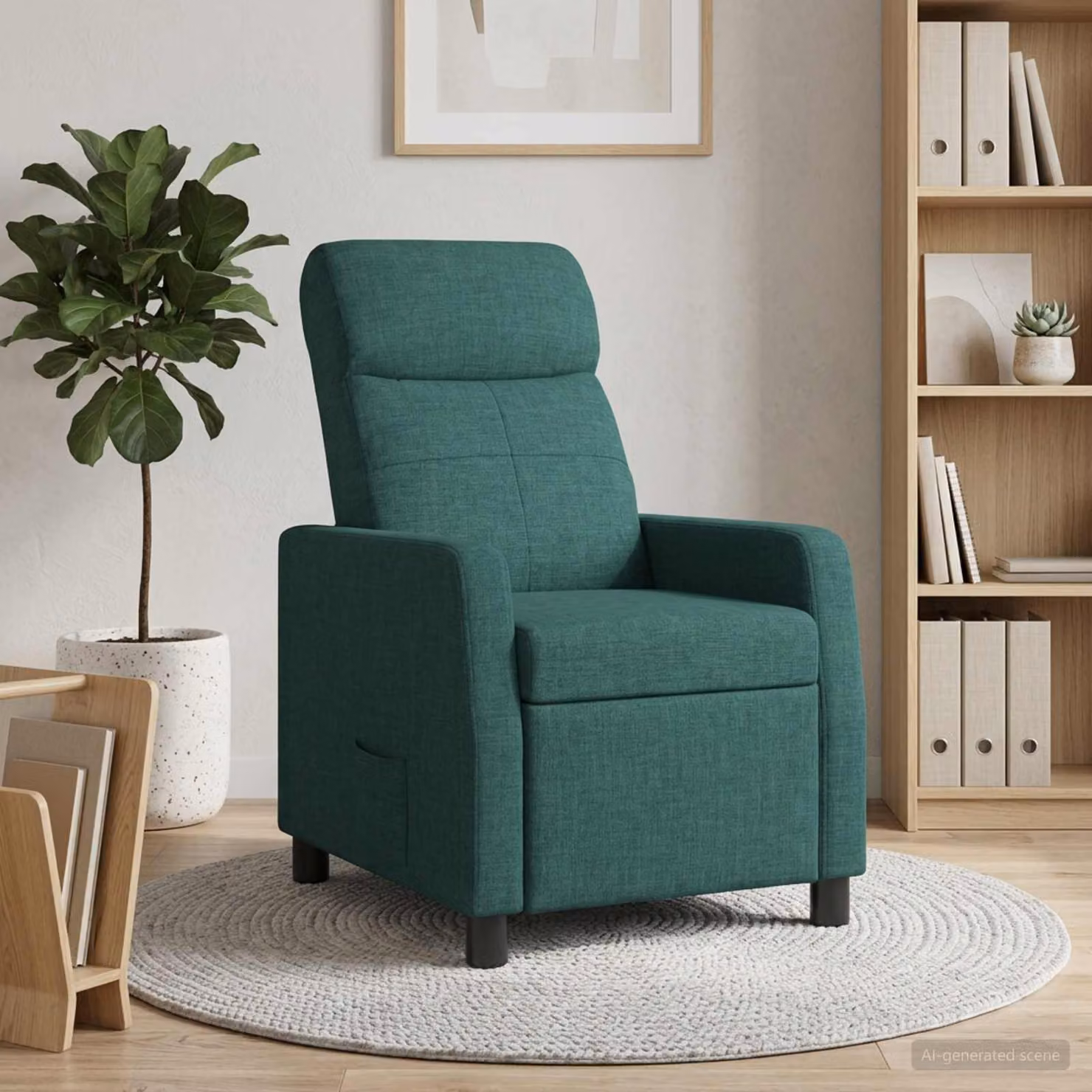 Poltrona reclinabile relax vidaXL in tessuto verde con braccioli e design moderno