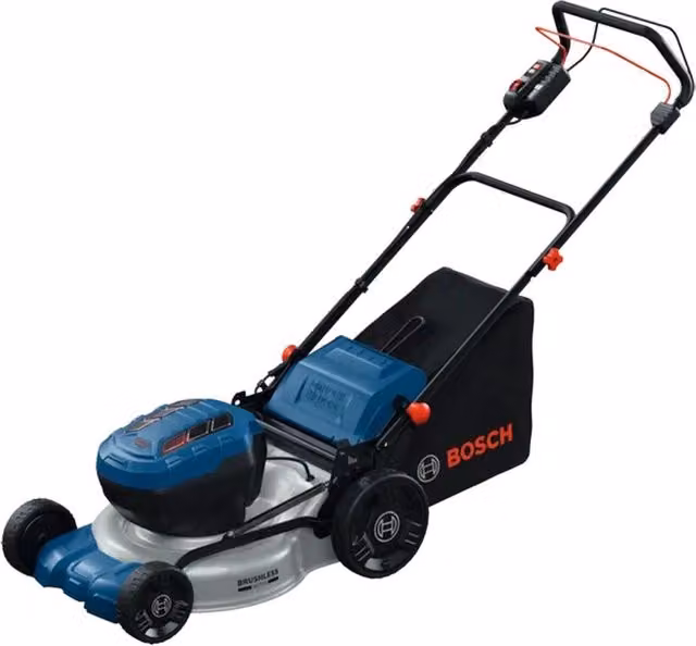 Rasaerba Bosch GRA 18V2-46 SP con 2 batterie EXBA18V-55 da 5,5Ah e caricabatterie rapido GAL 12V/18V-80, Blu