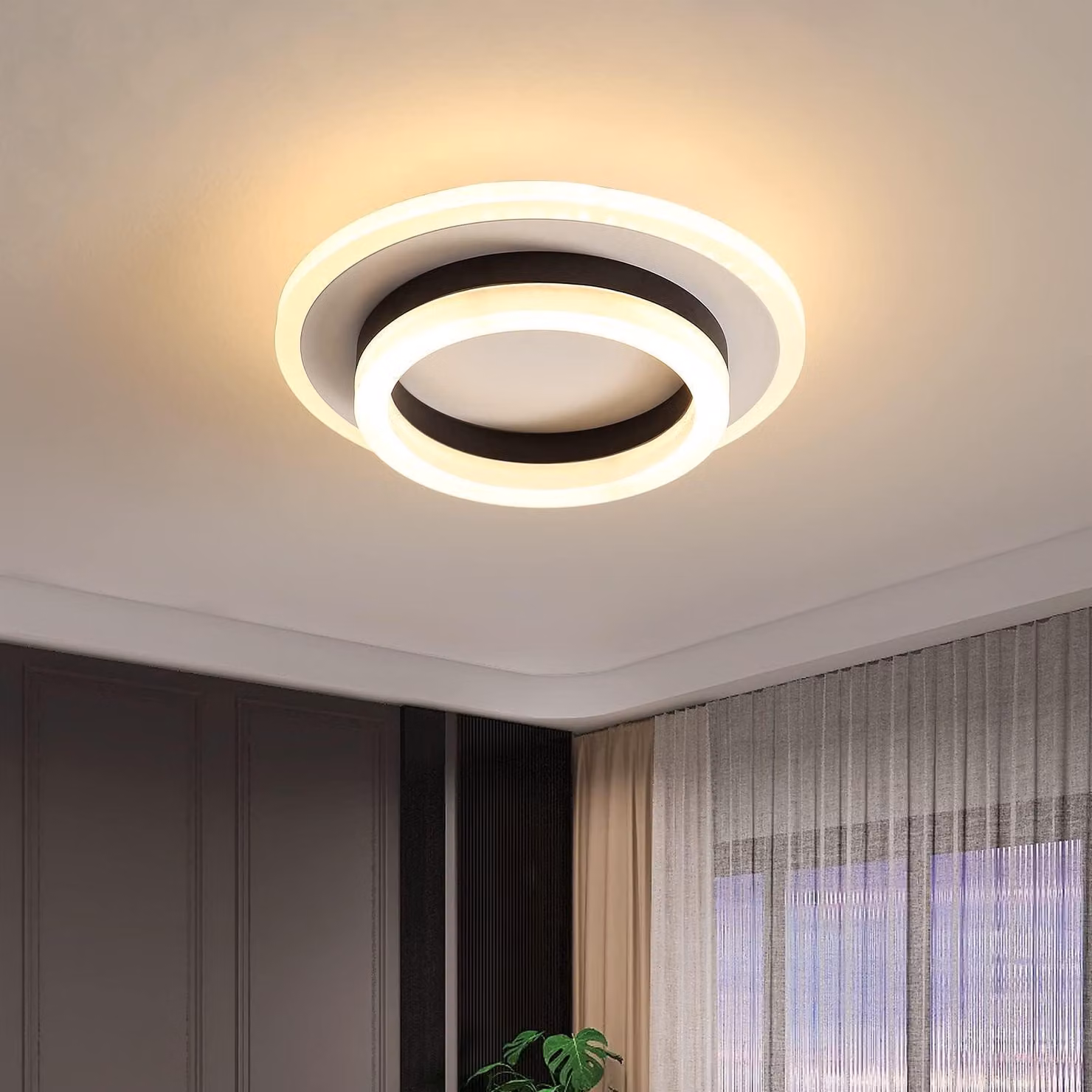 Lampada a soffitto LED, 24W, 3000K, rotonda, in acrilico, ideale per corridoi, cucine e uffici