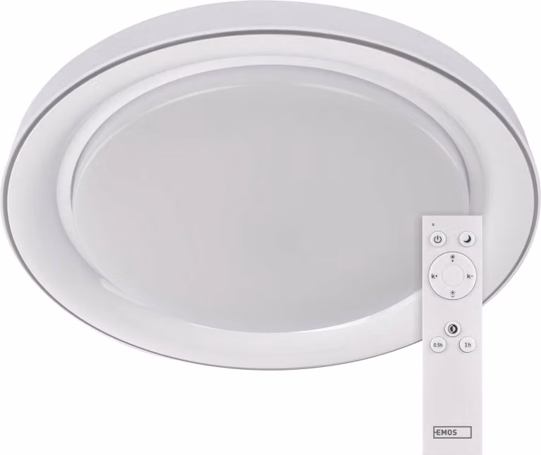 Lampada LED da soffitto dimmerabile EMOS REMI, 45W con telecomando, luminosità 270-2700lm, colore della luce 2700-6500K, luce notturna + timer, 51x7cm, ZM5113