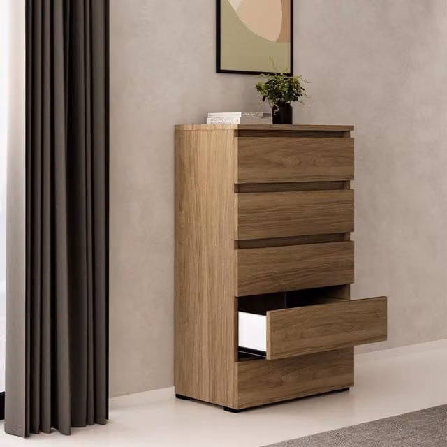 Cassettiera 5 cassetti 75x40x127 MONTATA colore noce naturale