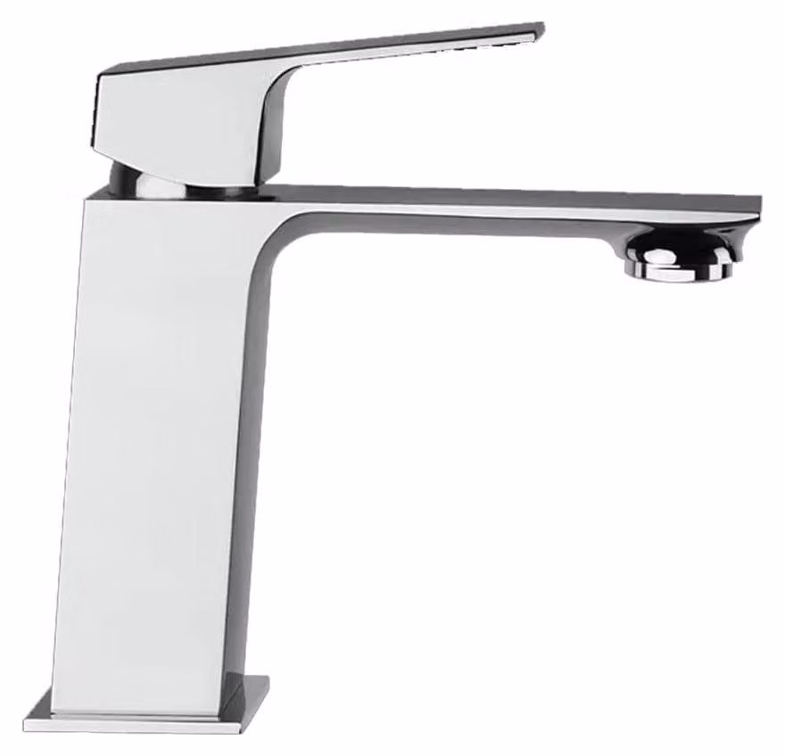 Miscelatore per lavabo, finitura cromata lucida, altezza 155 mm, con tappo a salvagoccia