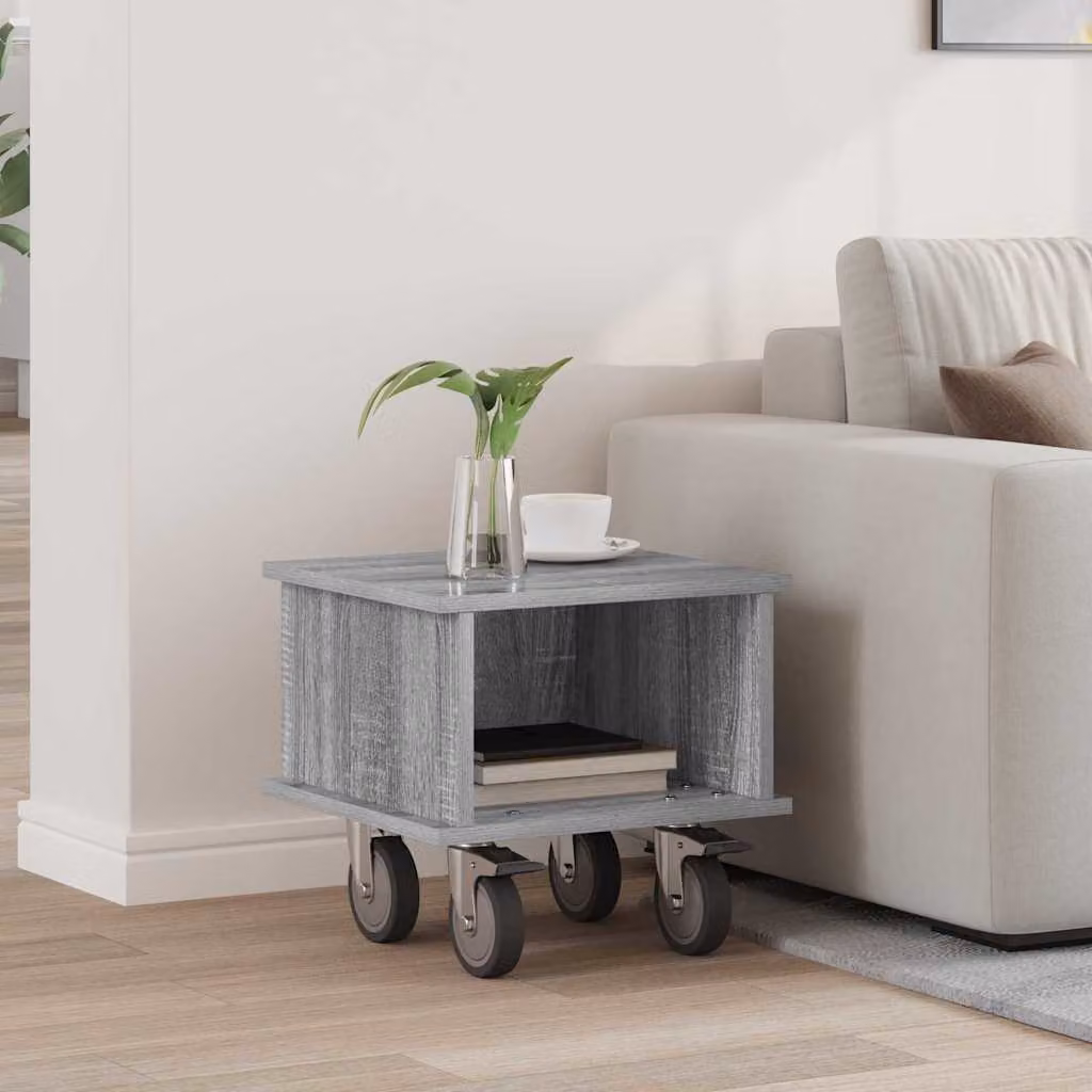 Supporto TV moderno vidaXL in legno ingegnerizzato grigio con ruote L: 37 cm, P: 35 cm, H: 35 cm