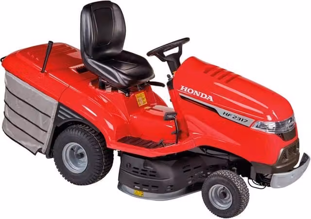 Trattorino tagliaerba Honda HF2317 HME rosso con motore Honda 530 cm3, scarico posteriore e trasmissione idrostatica, Larghezza: 92 cm
