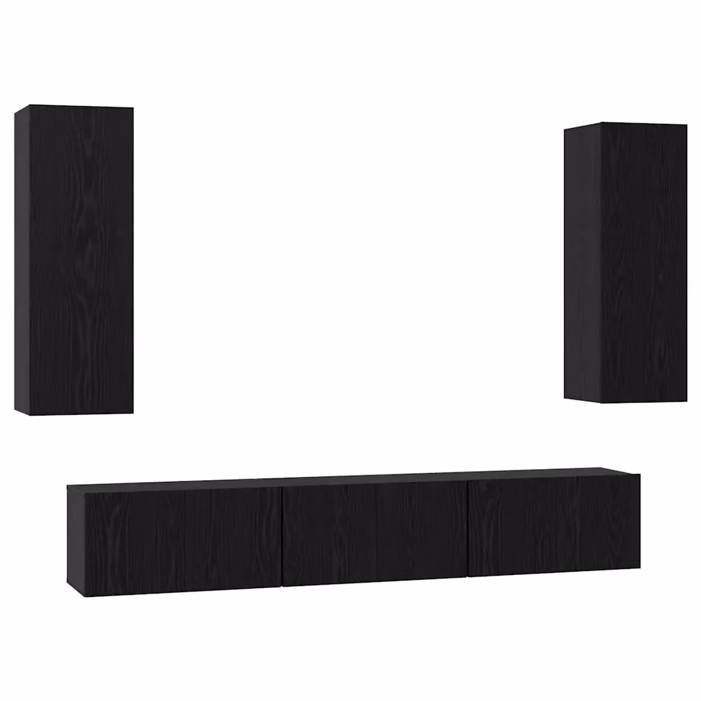 Set mobile TV vidaXL 5 pezzi in legno ingegnerizzato Rovere e Nero per soggiorno – 2