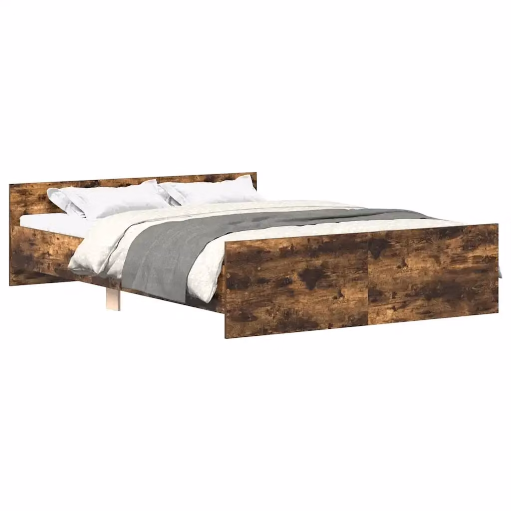Giroletto con testiera e pediera vidaXL in legno color rovere fumo L/P/H: 200 x 120 x 123 cm – 2