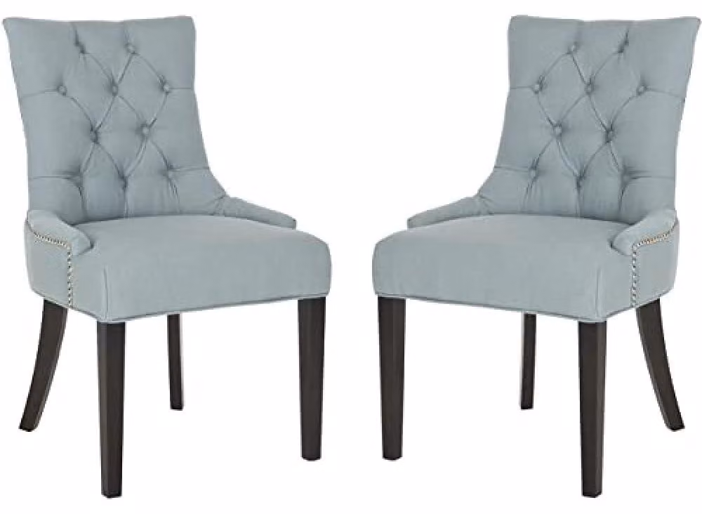 Set di 2 sedie da pranzo Alice, imbottite, grigio/bianco