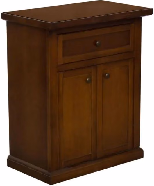 Mobiletto Shopinnovativo in legno noce lucido con 2 ante, 1 cassetto e vano giorno, L: 60 cm, P: 32 cm, H: 76 cm