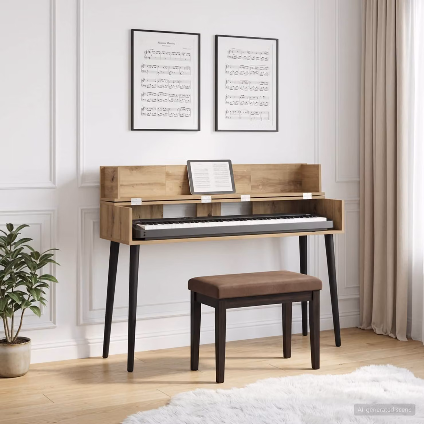 Scrivania da ufficio moderna vidaXL in legno e MDF color rovere, L: 152 cm, P: 40 cm, H: 19,5 cm