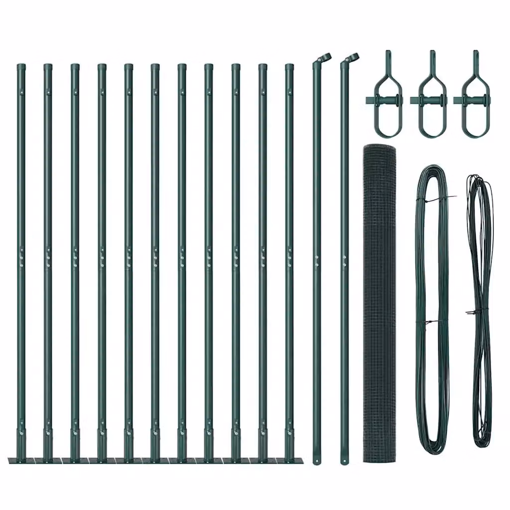 Recinzione in acciaio e PVC verde con rivestimento a polvere vidaXL L: 25 m, H: 1,5 m – 2