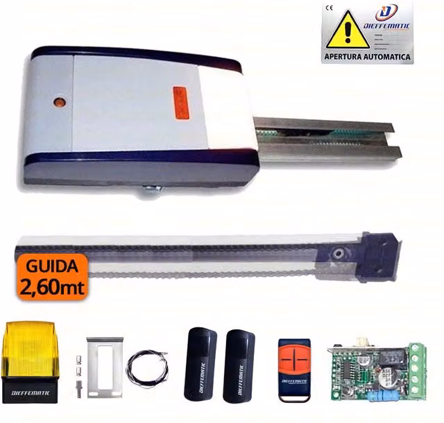 Kit FAAC Zodiac 60 con motore basculante a molla Genius 6120041, guida da 2,6 m e accessori in colore bianco